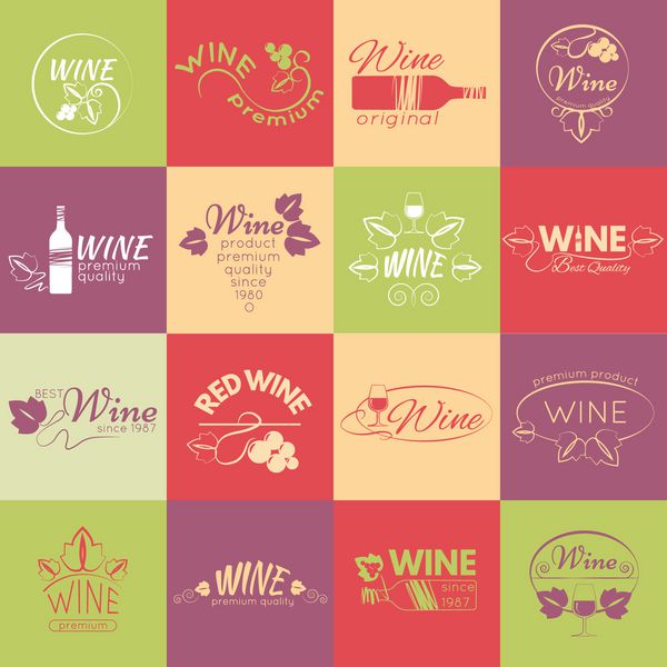 مجموعه ای از برچسب ها نشان ها و لوگوهای شراب برای طراحی