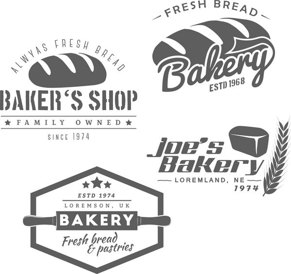 مجموعه ای از برچسب های نانوایی نشان ها و نمادهای فروشگاه نانوایی به سبک قدیمی وکتور