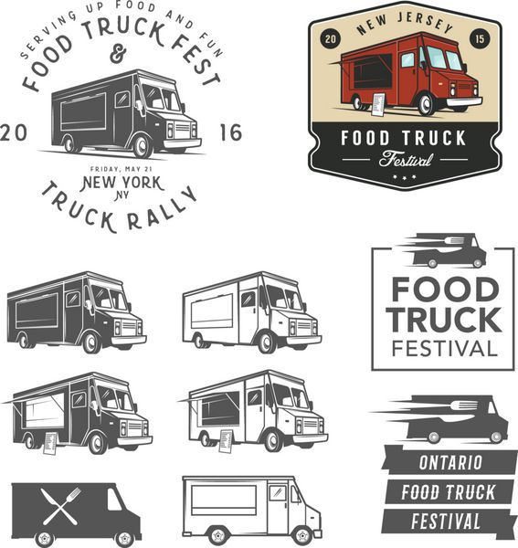 et از نمادها نشان ها و عناصر طراحی جشنواره کامیون های مواد غذایی