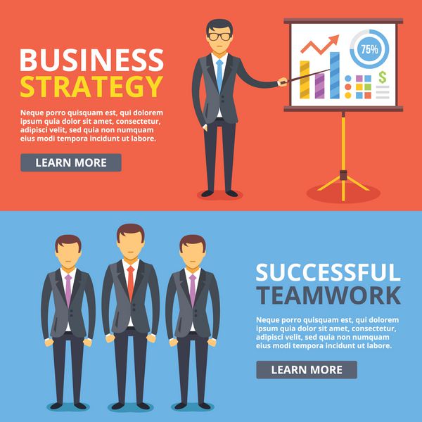 استراتژی کسب و کار مجموعه مفاهیم تصویر مسطح کار تیمی موفق