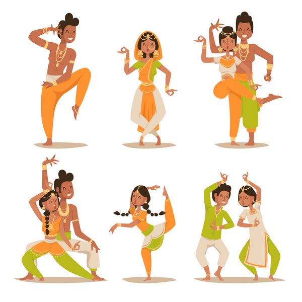 وکتور رقص زنان و مردان هندی جدا شده