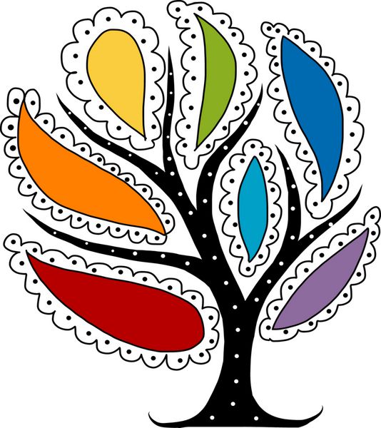درخت هنری با گلبرگ های رنگارنگ برای طراحی شما