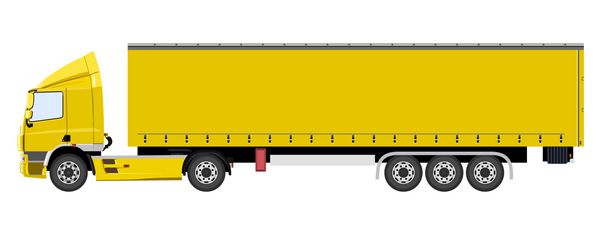 کامیون زرد با تریلر