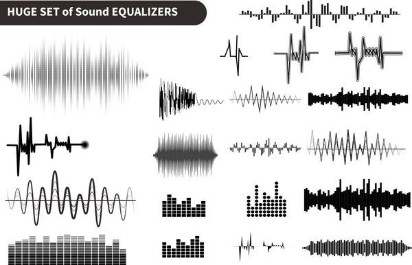 مجموعه امواج صوتی وکتور فناوری اکولایزر صوتی موزیکال پالس وکتور