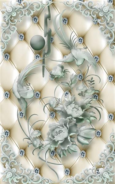 طرح پوستر کاغذ دیواری سه بعدی گل های لاکچری