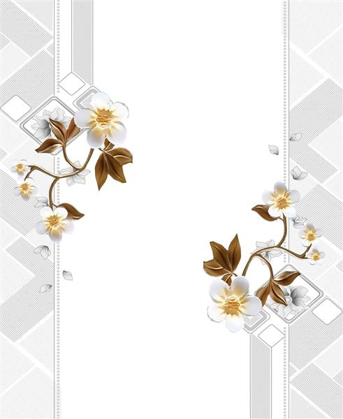 طرح پوستر کاغذ دیواری سه بعدی گل های نقاشی