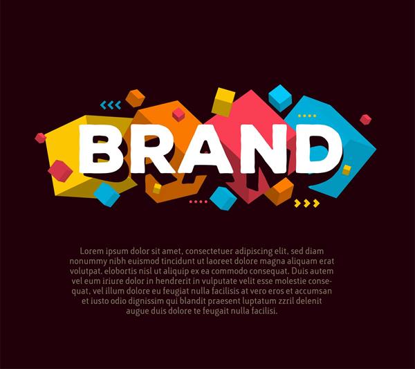 کلمه برند همراه چهر مکعب رنگی نماد برند سازی طراحی سه بعدی از طرح برند برای وب سایت یا بنر