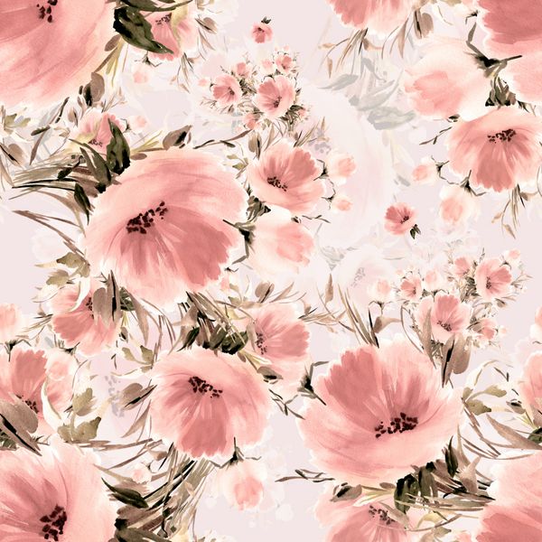 دسته گل ظریف طرح بدون درز از گل های زیبا الگوی زیبا برای دکوراسیون و طراحی چاپ مد روز الگوی نفیس برای طراحی طرح های آبرنگ گل ها قدیمی