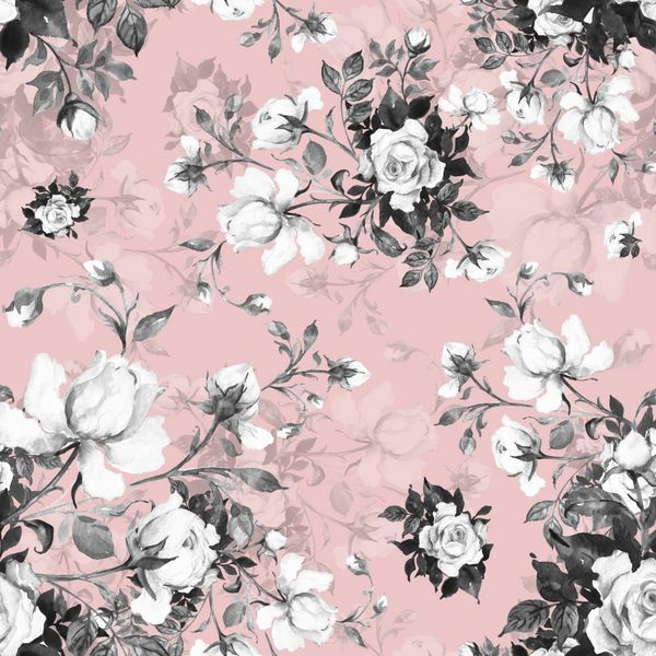 دسته گل گل رز بدون درز آبرنگ در غنچه T الگوی زیبا برای دکوراسیون و طراحی چاپ مد روز الگوی نفیس طرح های آبرنگ گل پررنگ