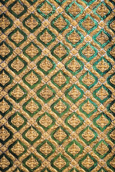دکوراسیون هنر عتیقه تایلندی دیوار معبد بودایی کاغذ دیواری با زاویه طلایی برای طراحی پس زمینه