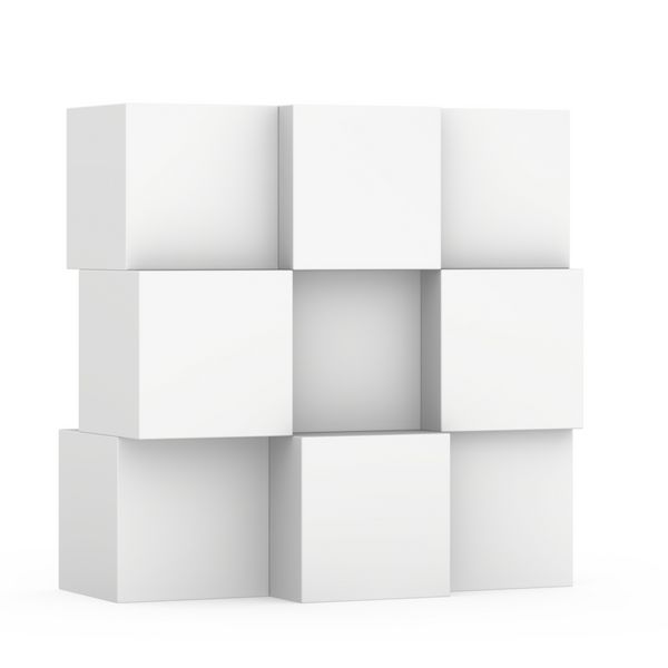 نمایشگر چند جعبه ساده سفید نزدیک رندر سه بعدی