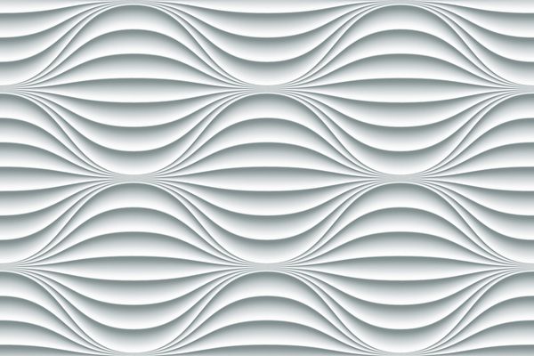 بافت بدون درز سفید پس زمینه مواج دکوراسیون دیوار داخلی الگوی پانل دیوار داخلی سه بعدی وکتور وکتور پس زمینه سفید امواج انتزاعی