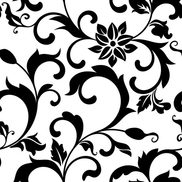 الگوی بدون درز زیبا با گل های تزئینی در پس زمینه سفید سبک وینتیج