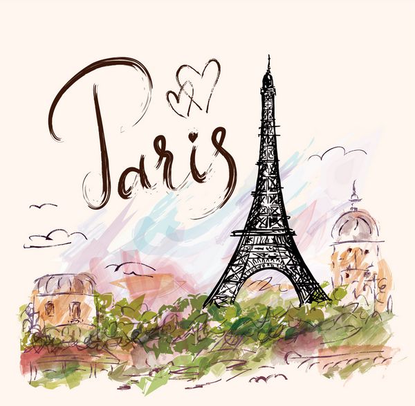 وکتور دستی با برج ایفل پاریس
