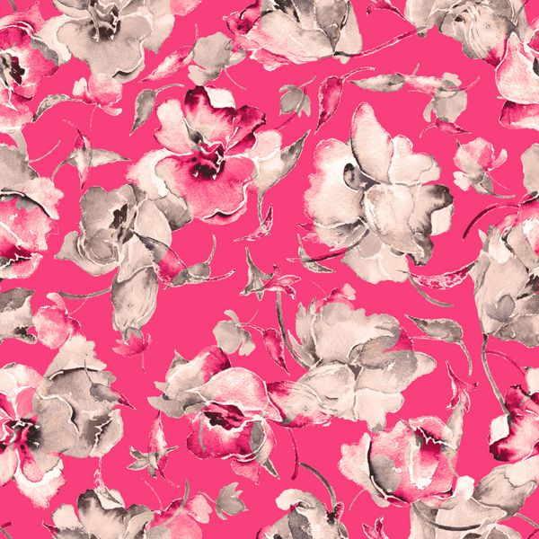 گل ارکیده طرح پاستل بدون درز آبرنگ-2 الگوی زیبا برای دکوراسیون و طراحی چاپ مد روز الگوی نفیس برای طراحی طرح های آبرنگ گل ها قدیمی رترو