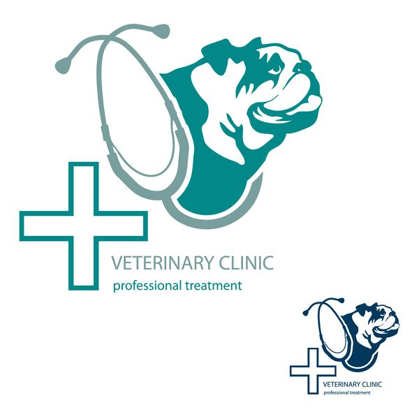 کلینیک دامپزشکی آرم سگ و گوشی پزشکی