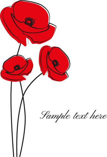گل خشخاش قرمز جدا شده در پس زمینه سفید وکتور گل و چمن عاشقانه خشخاش قرمز خشخاش قرمز کارت با خشخاش وکتور گل قرمز