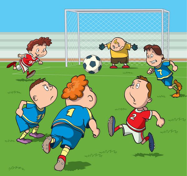 کارتون فوتبال بچه ها در استادیوم وکتور