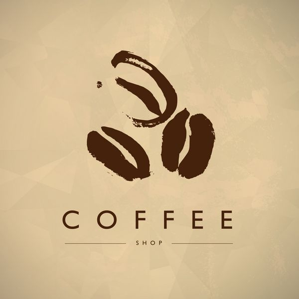 وکتور طراحی لوگو نشان کافی شاپ قدیمی جدا شده الگوی نشان لیبل قهوه فروشی شبح دانه قهوه با دست کشیده شده است نماد ساده دانه قهوه