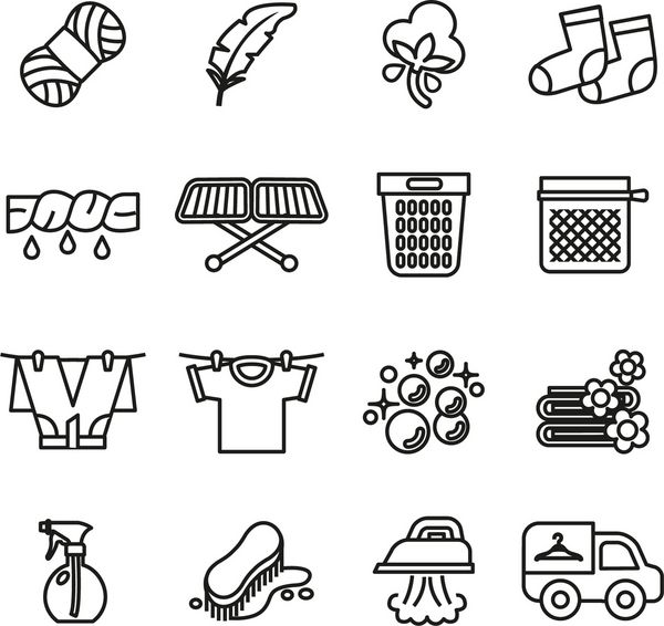 نمادهای لباسشویی نمادهای کارهای خانه وکتور استوک لاین استایل