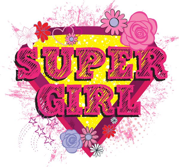 سوپر دختر چاپ گرافیکی وکتور عاشقانه عاشقانه زیبا برای تی شرت با ستاره قلب گل برای دختر