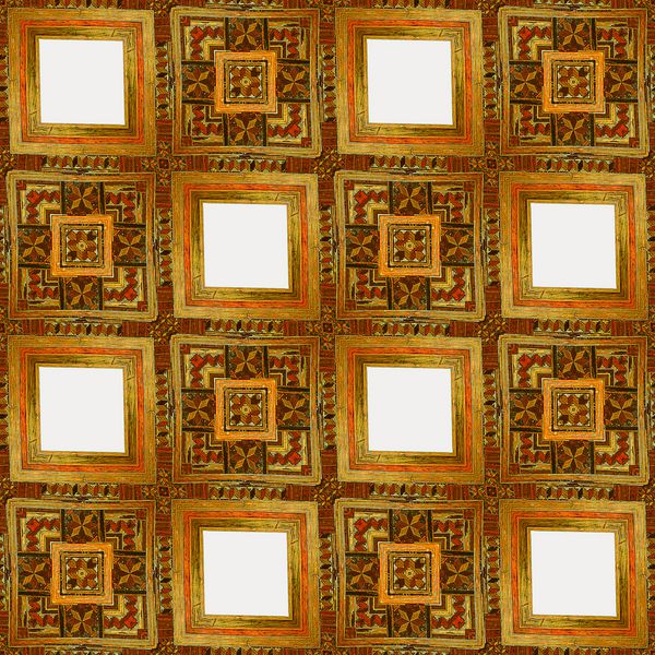 طرح چوبی بدون درز طلایی قرمز و قهوه ای وینتیج از مربع بافت منبت کاری چوبی با الگوی زینتی کلیدوسکوپی