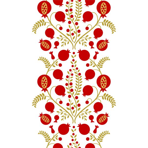 چاپ انار قرمز الگوی گل وکتور قدیمی