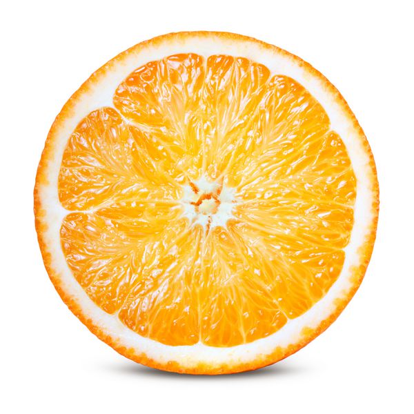 میوه نارنجی برش گرد پرتقال ایزوله روی سفید با مسیر برش