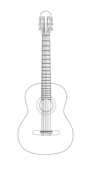 گیتار آکوستیک زیبا در یک حلقه در پس زمینه سفید