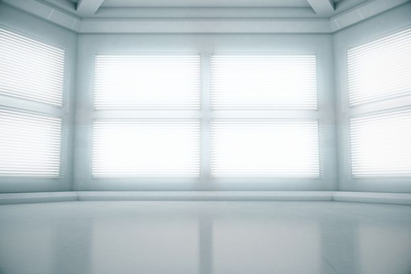 اتاق سفید خالی با نور پنجره مفهوم ارائه مدرن آینده رندر سه بعدی