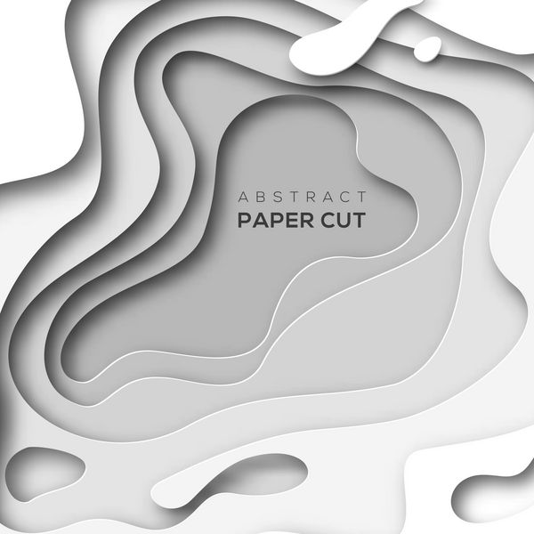 پس زمینه انتزاعی سه بعدی با اشکال برش کاغذ سفید طرح وکتور طراحی برای ارائه های تجاری بروشور پوستر