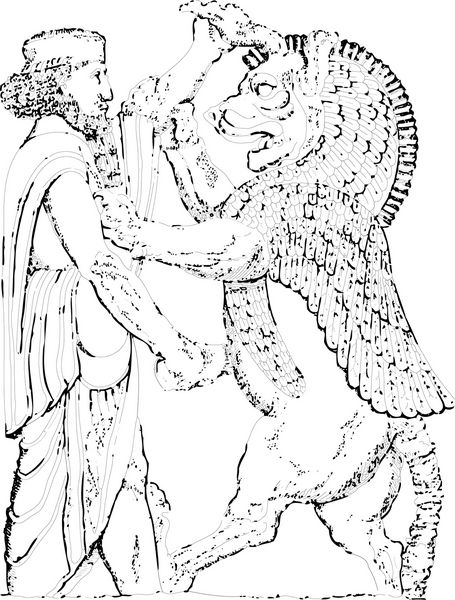 نقش برجسته از تخت جمشید - مجسمه ایرانی تصویر قدیمی از Meyers Conversations-Lexikon 1897