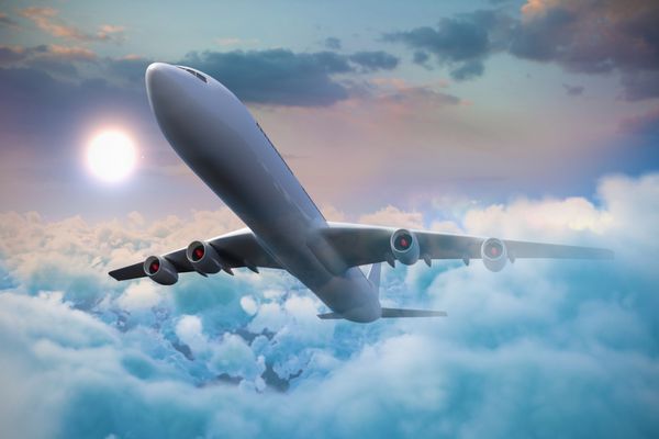 تصویر سه بعدی ترکیبی از هواپیمای گرافیکی