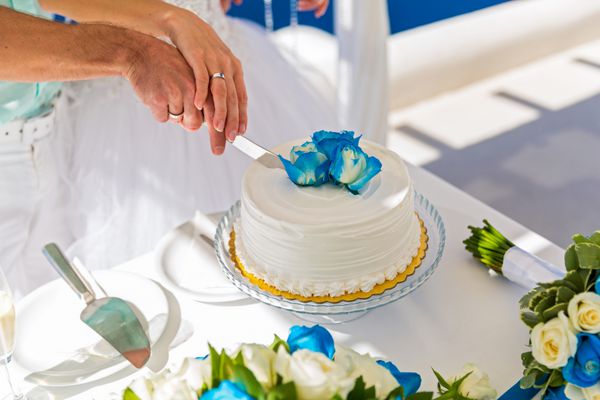 زن و شوهر کیک عروسی را بریدند