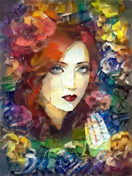 نقاشی دختری با موهای قرمز دیجیتال آرت