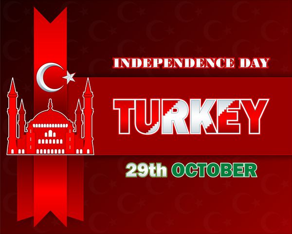 الگوی روز استقلال با ستاره و هلال و مسجد ترکی به عنوان نماد روی پرچم رنگی برای روز استقلال روز جمهوری تعطیلات ملی ترکیه فضایی برای متن