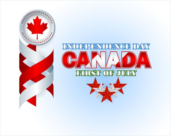 الگوی چیدمان تعطیلات با ستاره‌های سفید و قرمز در رنگ‌های پرچم کانادا و افرا برای اول ژوئیه جشن ملی کانادا