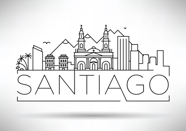 خط افق خطی شهر مینیمال با طراحی تایپوگرافی