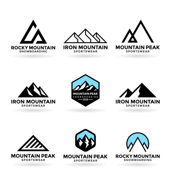 کوه ها عناصر طراحی لوگو 9