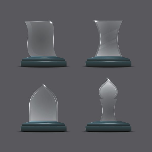 وکتور جوایز جام شیشه خالی جایزه شفاف براق برای جایزه وکتور