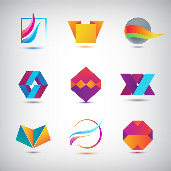 مجموعه وکتور لوگوهای انتزاعی نمادها حداقل عناصر برای هویت کسب و کار