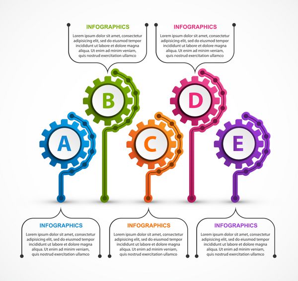 اینفوگرافی چرخ دنده های انتزاعی عنصر طراحی اینفوگرافیک برای ارائه های تجاری یا بنر اطلاعاتی