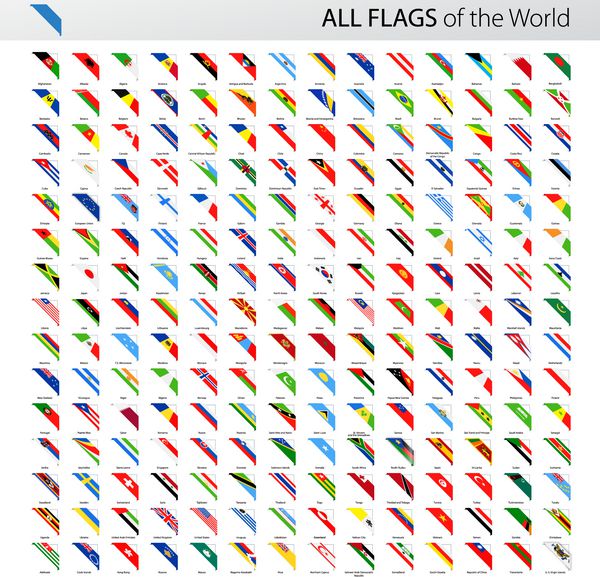 پرچم های وکتور گوشه جهانی - مجموعه