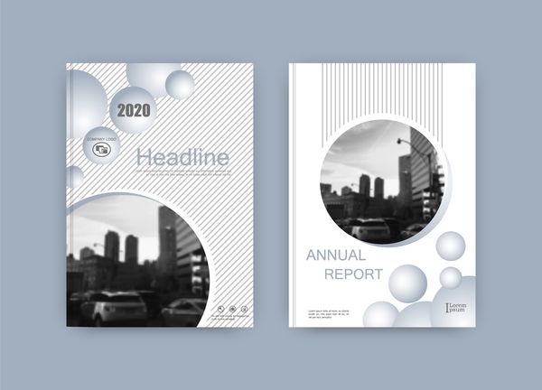 طراحی جلد کتاب ترکیب انتزاعی خلاقانه با تصویر ساختمان شهر مجموعه ای از برگه عنوان بروشور مینیمالیستی A4 رنگ های مشکی سفید آبی وکتور هندسی