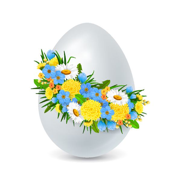 تخم مرغ عید پاک با تاج گل تزئین شده است