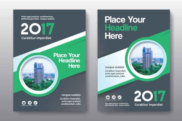 طرح رنگ سبز با الگوی طراحی جلد کتاب کسب و کار پس زمینه شهر در A4 می تواند با بروشور گزارش سالانه مجله پوستر ارائه شرکتی نمونه کارها بروشور بنر وب سایت سازگار شود