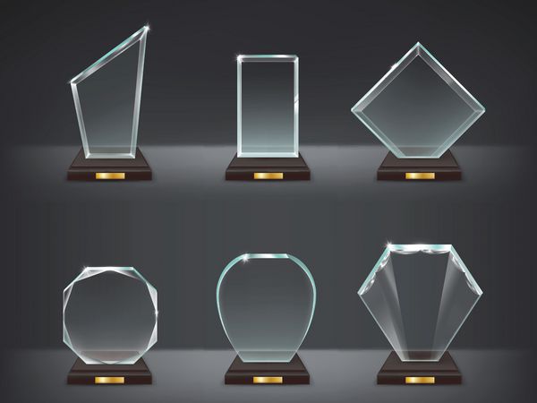مجموعه وکتور از غنائم شیشه ای مدرن جوایز