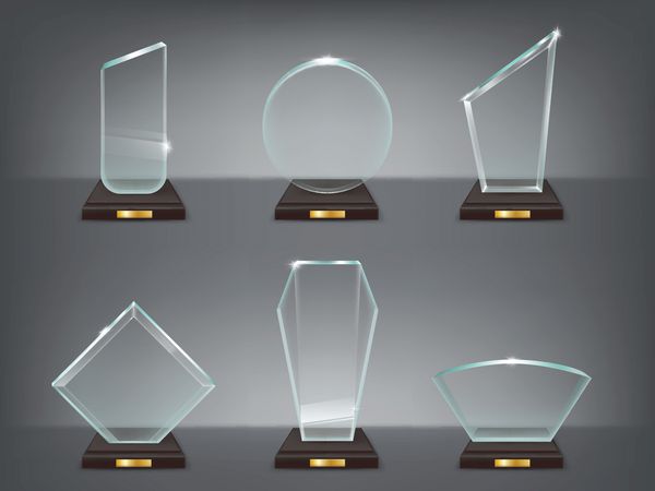 مجموعه وکتور از غنائم شیشه ای مدرن جوایز