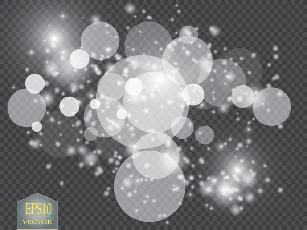 چراغ ها روی پس زمینه شفاف مفهوم جادویی وکتور تصویر انتزاعی موج زرق و برق سفید ذرات درخشان گرد و غبار ستاره سفید جدا شده در پس زمینه شفاف