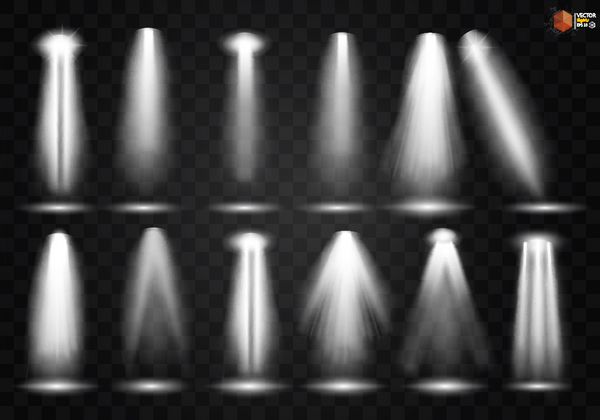 مجموعه نورپردازی صحنه جلوه های شفاف نورپردازی با نورافکن وکتور